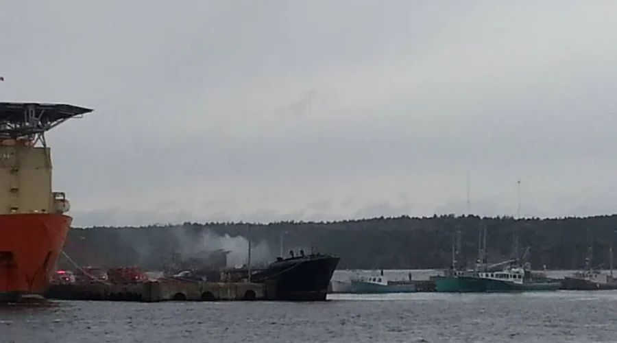 Shelburne Firefighters Tackle Dangerous Fire Aboard Farley Mowat Vessel