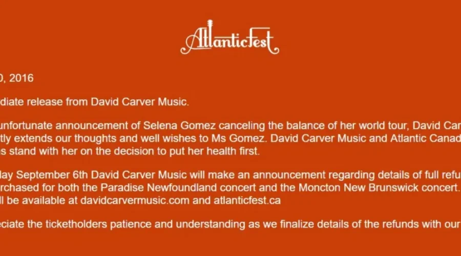 Atlantic Fest Cancelled After Selena Gomez Pulls Out For Health Reasons