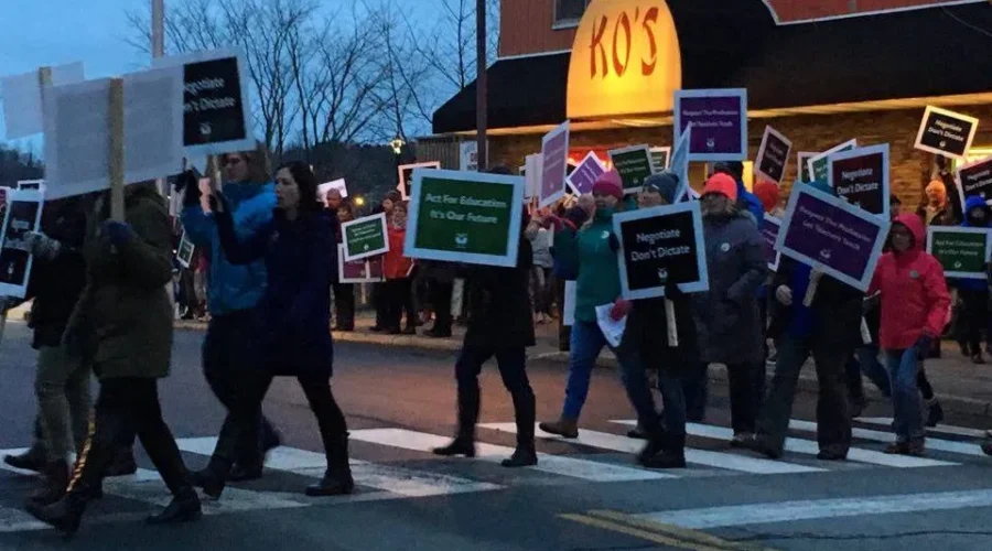 Teachers, Students Rally Outside Lunenburg West MLA Consitituency Office