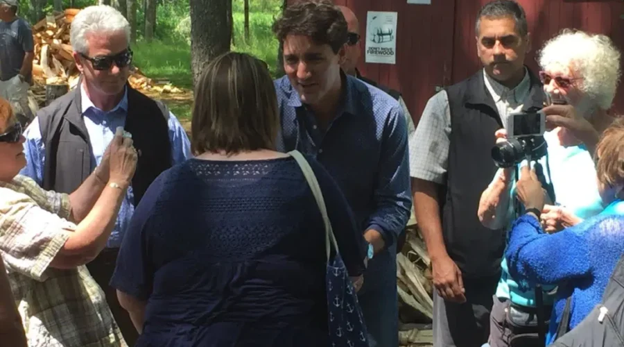 Prime Minister Justin Trudeau Lands At Yarmouth Airport, Visits Shelburne and Port Joli
