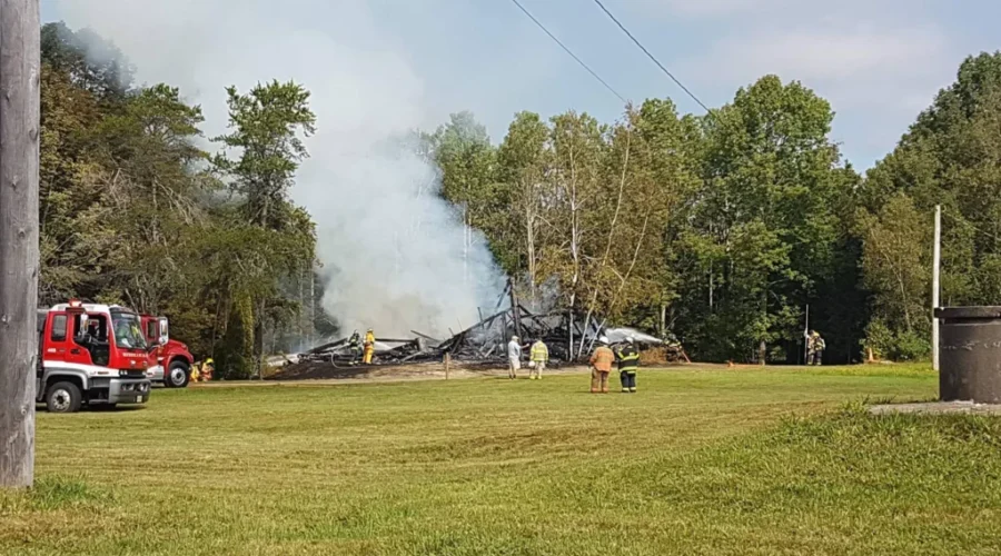 Fire in Cornwall Completely Destroys Barn