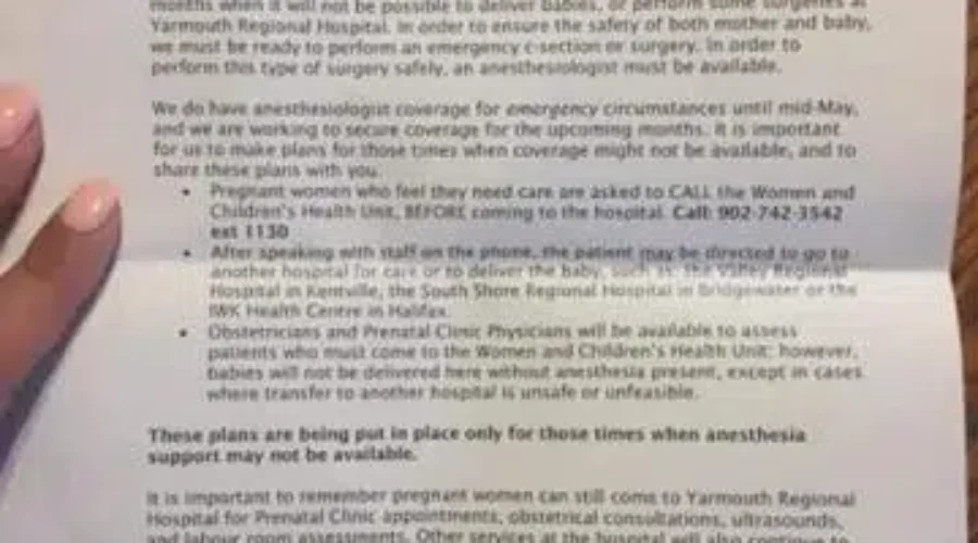NSHA Letter To Pregnant Women Causing Concern