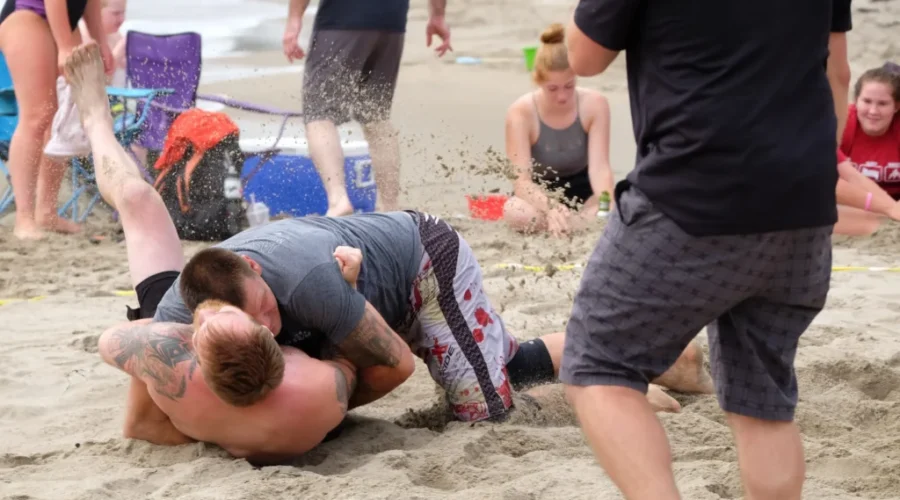 Wrestlers Take To The Beach For Annual Competition