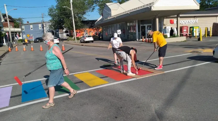 Mahone Bay Installs New Crosswalk And Flagpole to Celebrate Pride