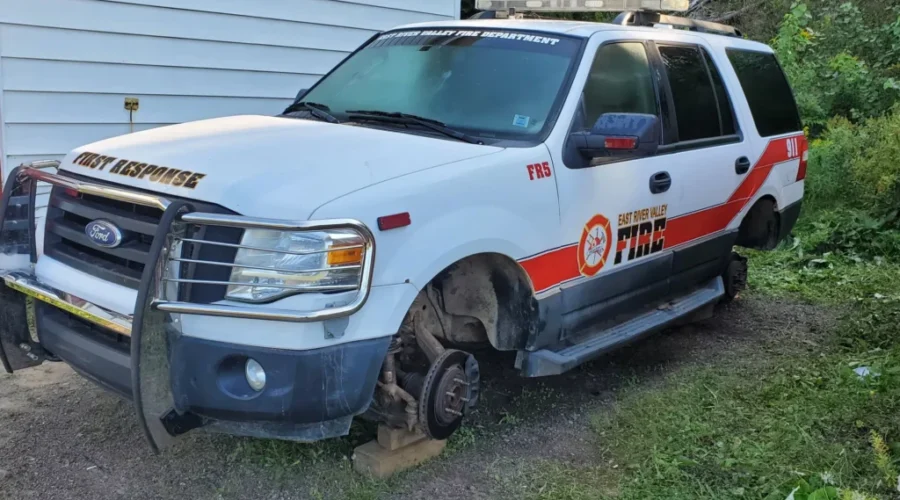 Support comes pouring in after wheels stolen off fire truck