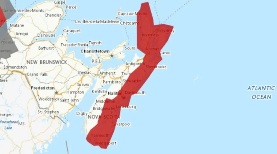 Rainfall warnings throughout Nova Scotia