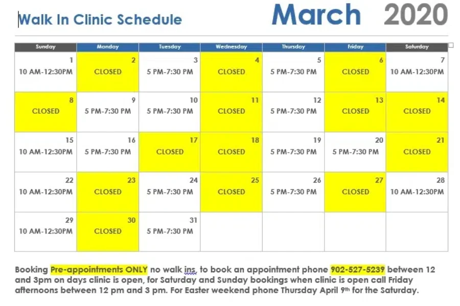 Bridgewater Walk-In Clinic Changes!!