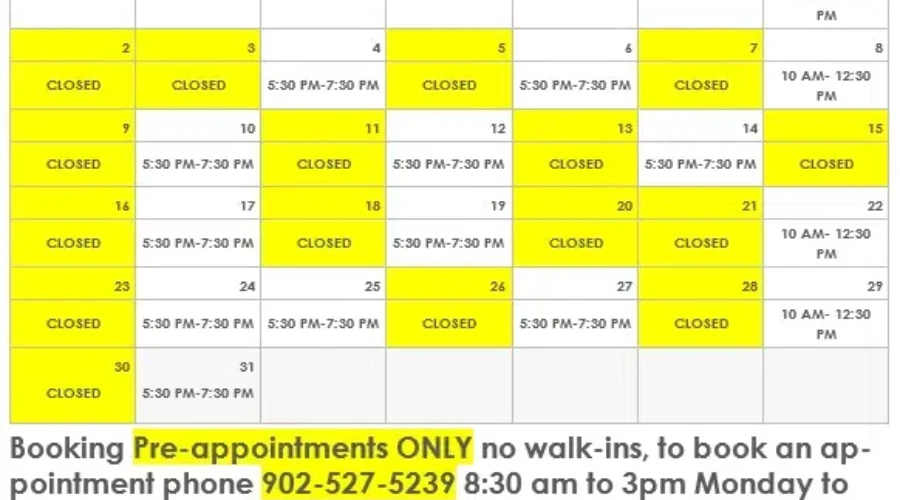 August Schedule For The SS Regional Walk-In Clinic