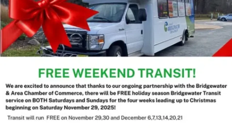 Free Bridgewater Transit rides every Weekend leading up to Christmas!