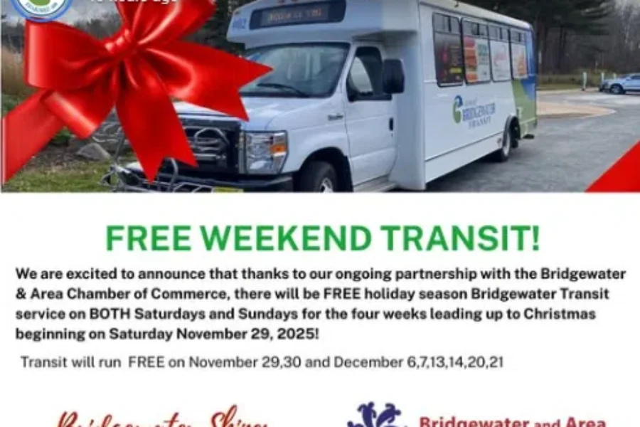 Free Bridgewater Transit rides every Weekend leading up to Christmas!